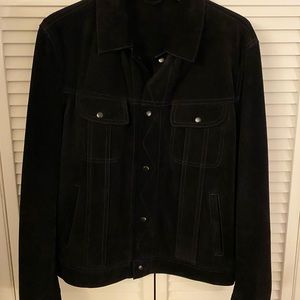 Vince Men’s Black Suede “Jean jacket style” jacket - Large